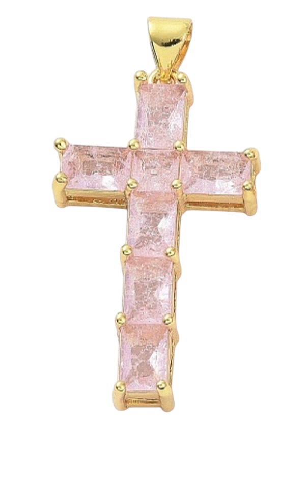 Croce zirconi cubici rosa
