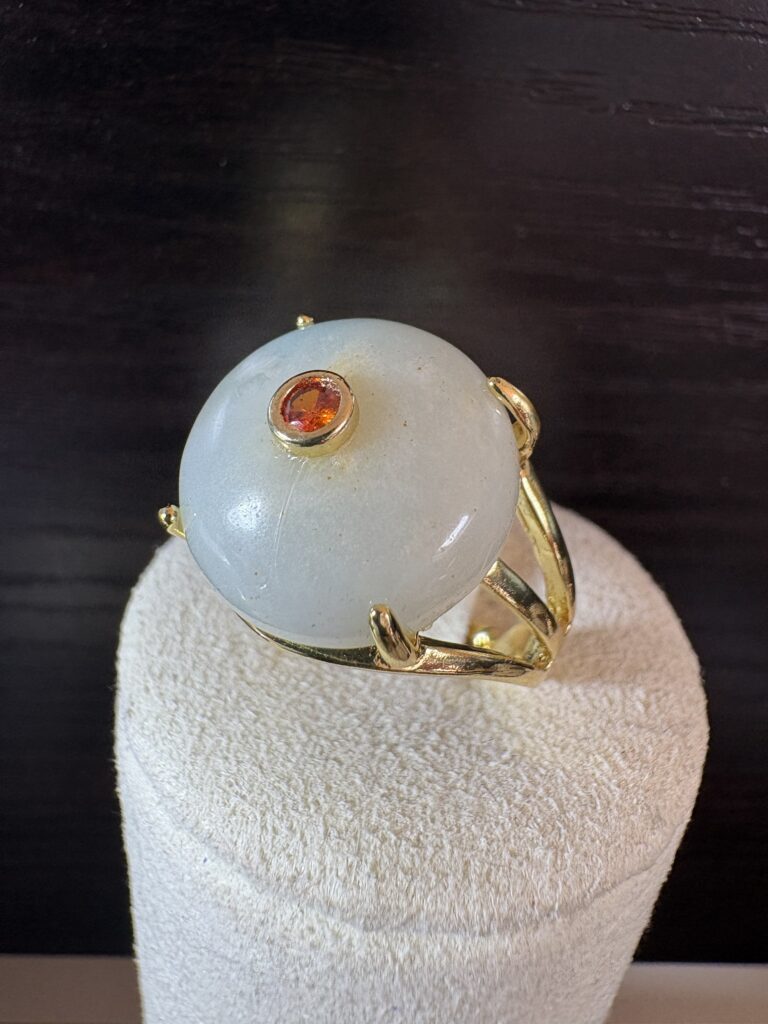 Anello Macaron in amazzonite zircone arancio