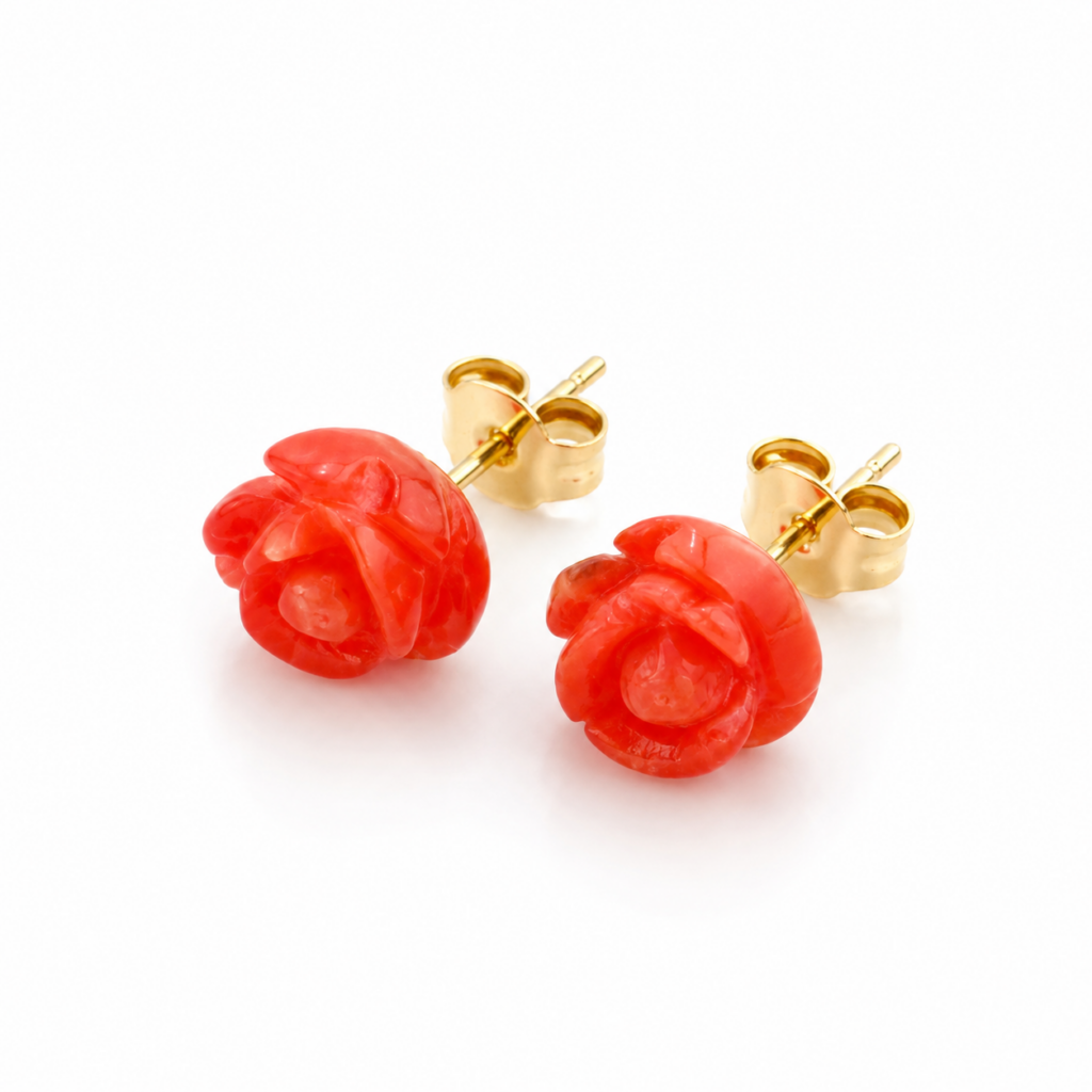 Orecchini roselline in corallo bambù