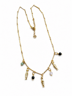 Collana multicharm pesci e pietre dure