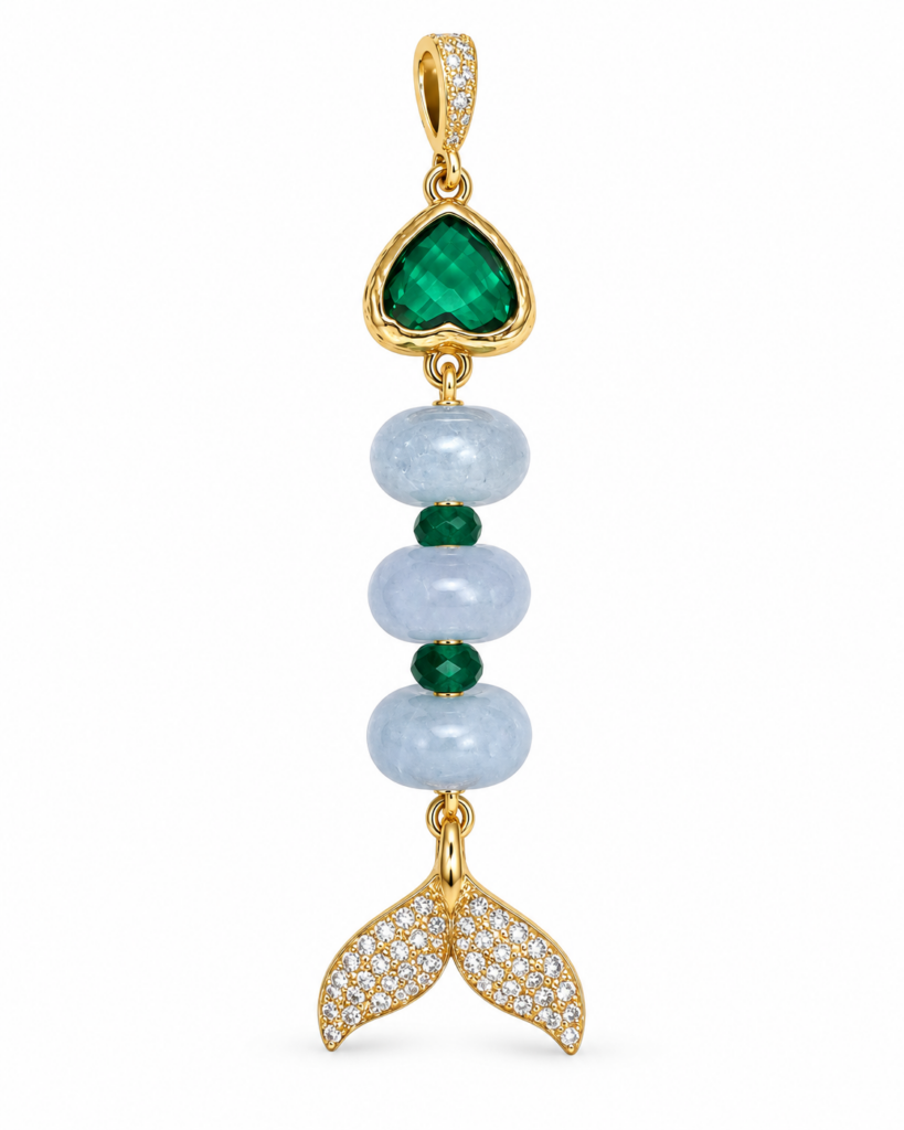 Ciondolo Nereya in giada azzurra e verde