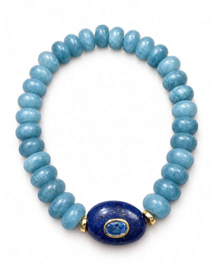 Bracciale Candy in giada azzurro polvere e chicco in lapis
