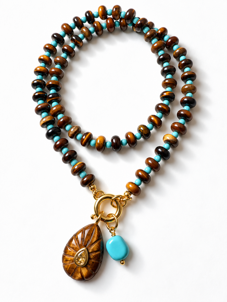 Collana small Candy occhio di tigre e turchese