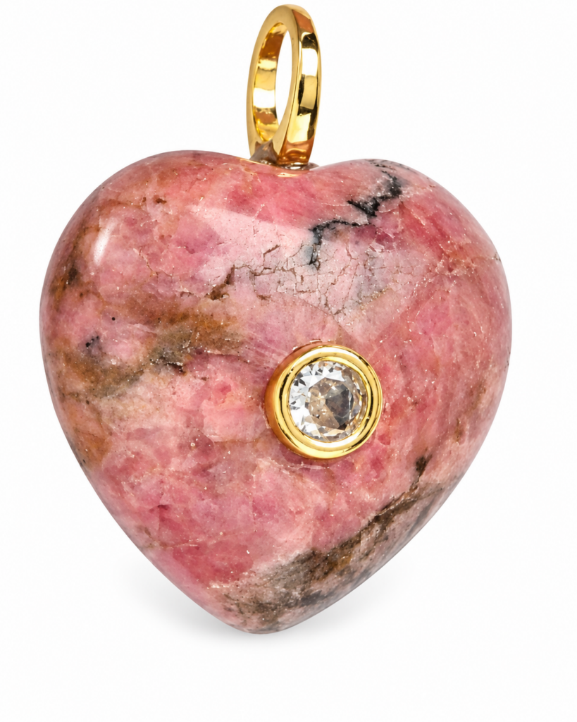 Cuore gonfio in Rhodonite rosa