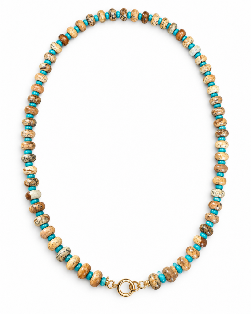 Collana small Candy diaspro sabbia e giada turchese