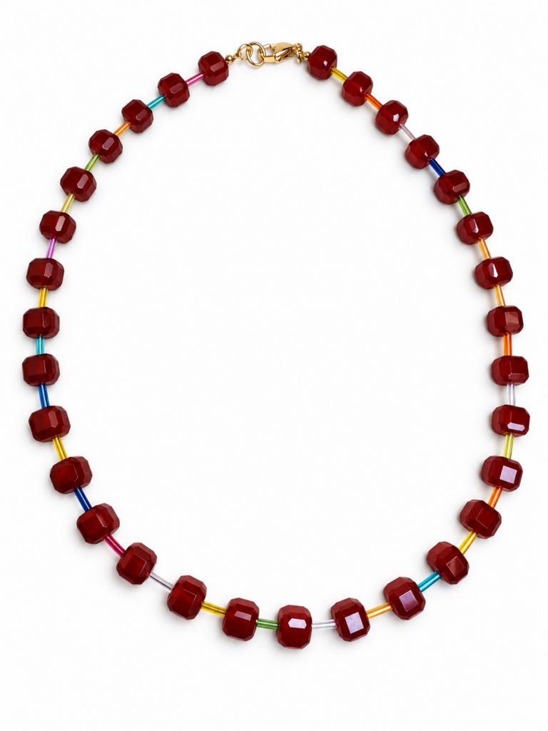 Collana Cube Pop giada mattone e tubi colorati
