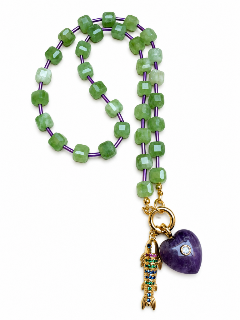 Collana Cube Pop verde pistacchio e viola