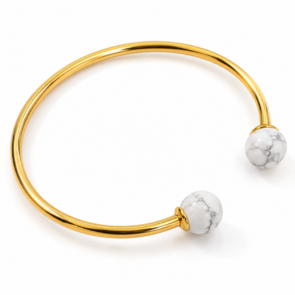 Bracciale a torsione Howlite bianca