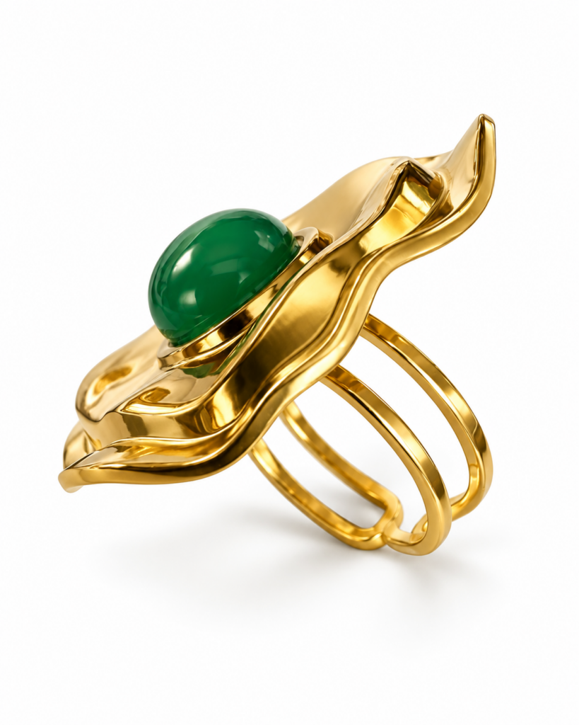 Anello Peonia giada verde