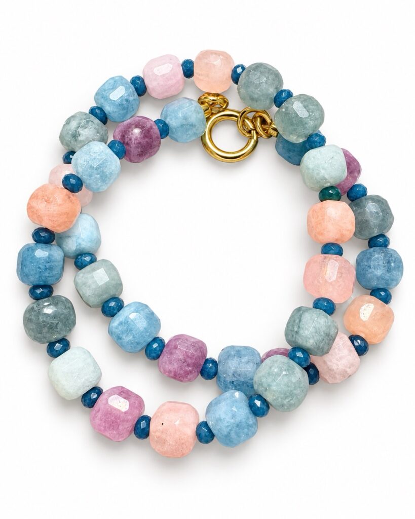 Collana Cube in giada multicolor toni pastello