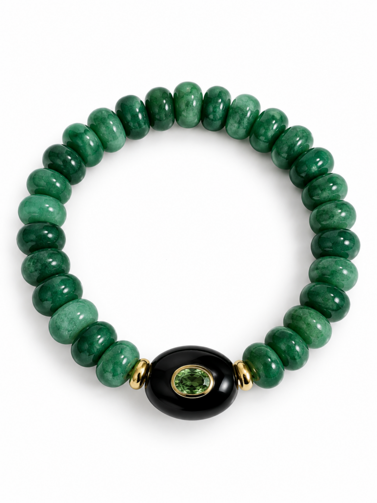 Bracciale Candy in giada verde e onice nero