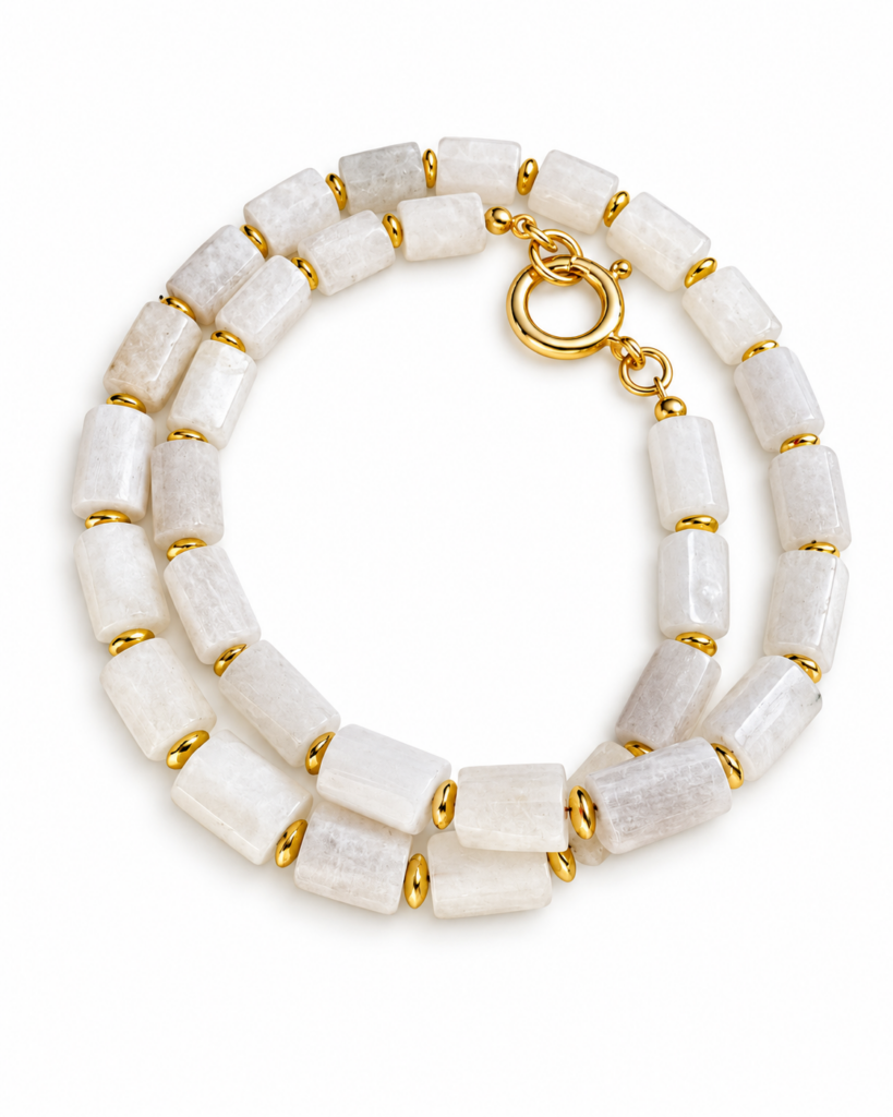 Choker Bambú in pietra di luna bianco latte