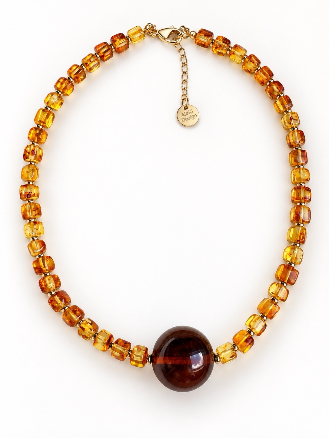 Collana Cube & Ball in ambra naturale - immagine 2