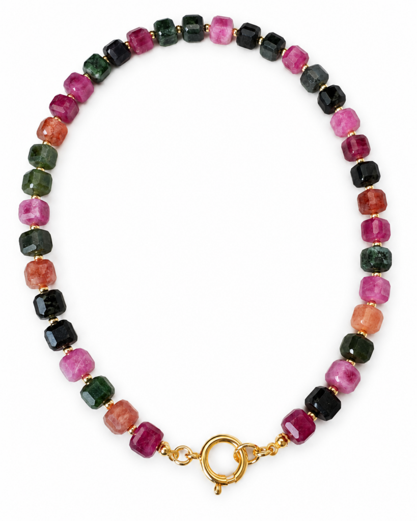 Collana Cube in giada multicolor