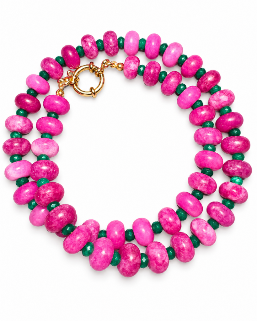 Collana Candy giada fucsia e verde