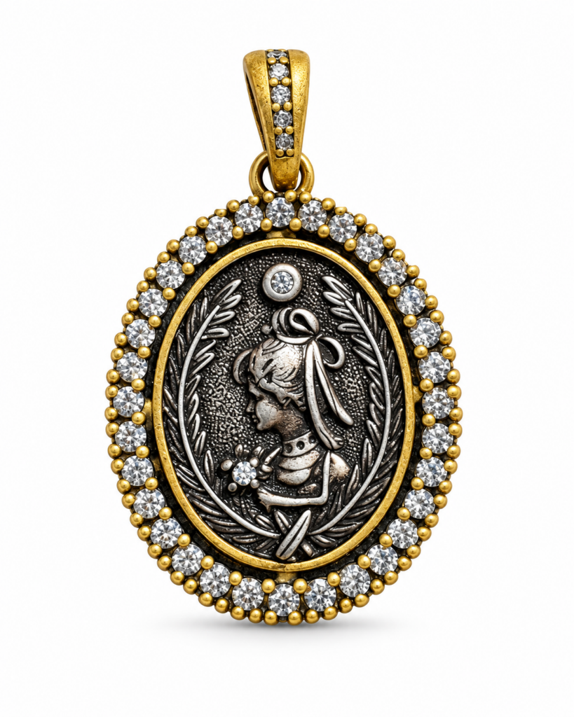 Moneta antica donna ovale